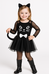 Girls Kitty Kat Halloween Costume with Headband & Tail