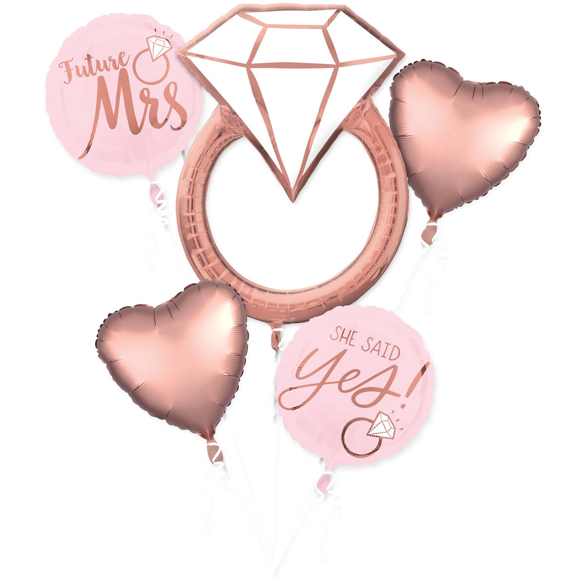 Blush Wedding Foil Balloon Bouquet - 5 Piece Set