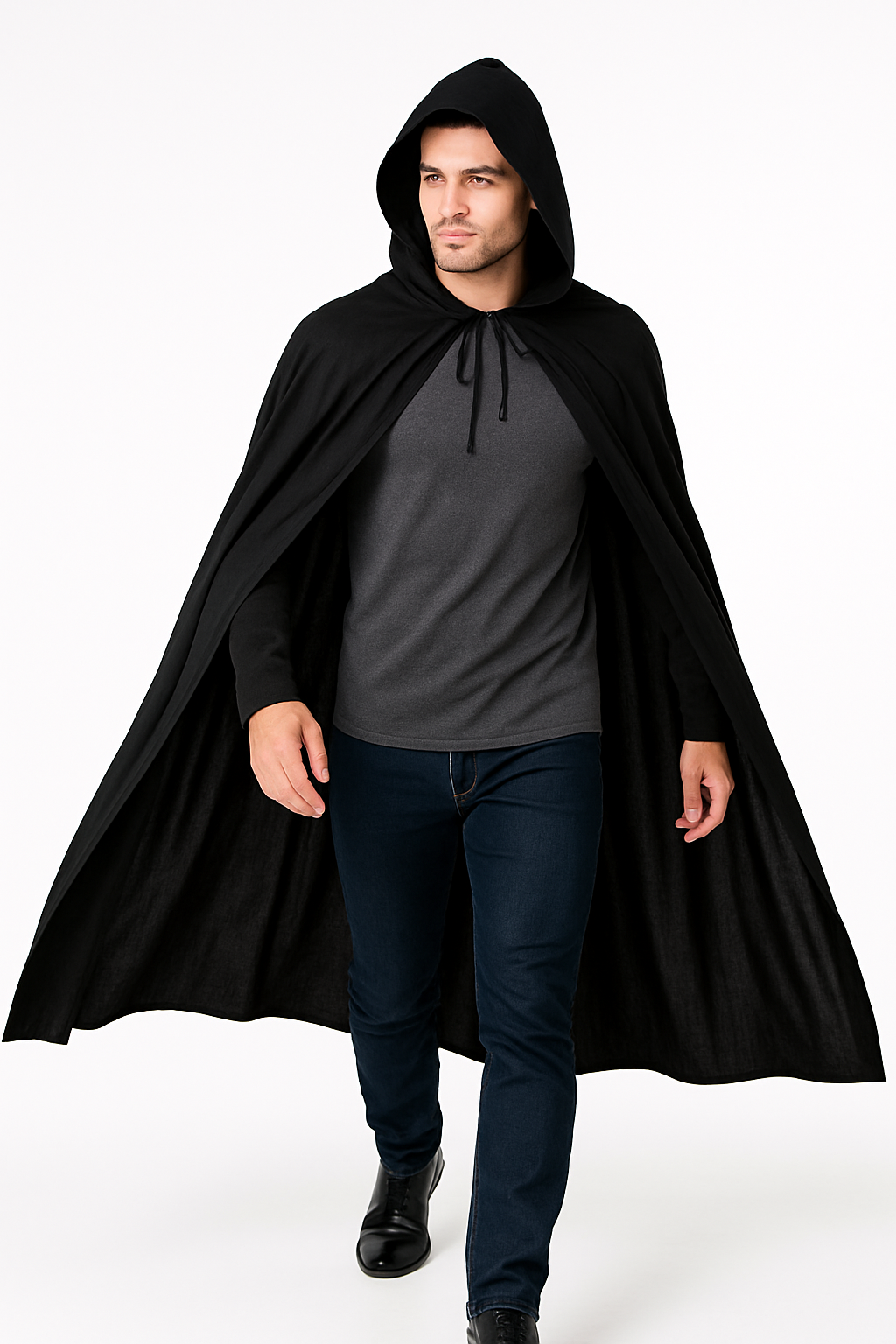 Adult Black Hooded Cape Costume Accessory