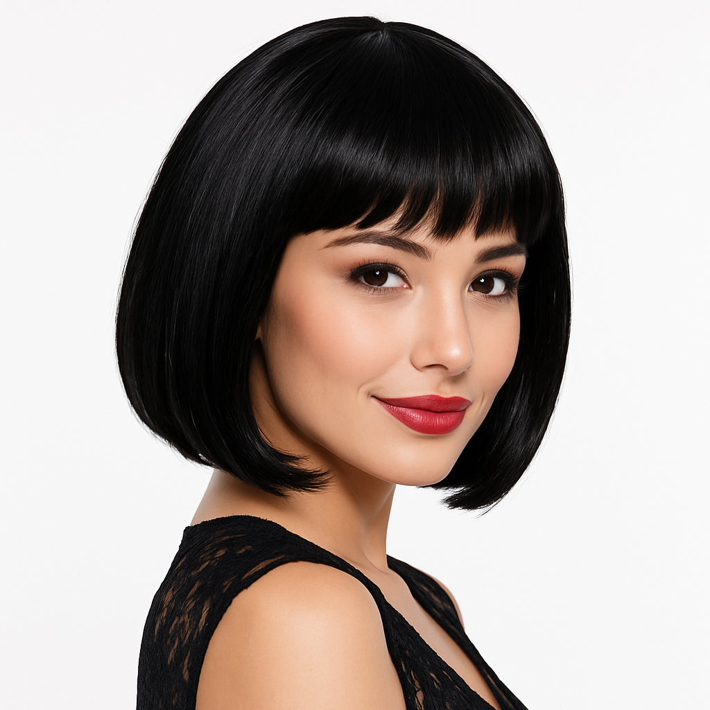Sultry Black Bob Wig ‚Äì Halloween Costume Accessory