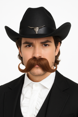 Bold Brown Handlebar Moustache - Adult Halloween Costume Accessory