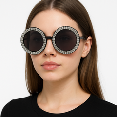 1970s Oversized Crystal Circle Sunglasses