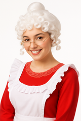Festive Mrs. Claus Wig ‚Äì Silvery White Curly Christmas Style