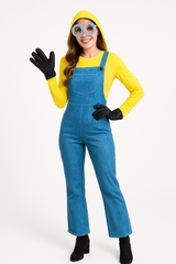 Women's Minions 2 Halloween Costume Jumpsuit with Hood & Gloves
