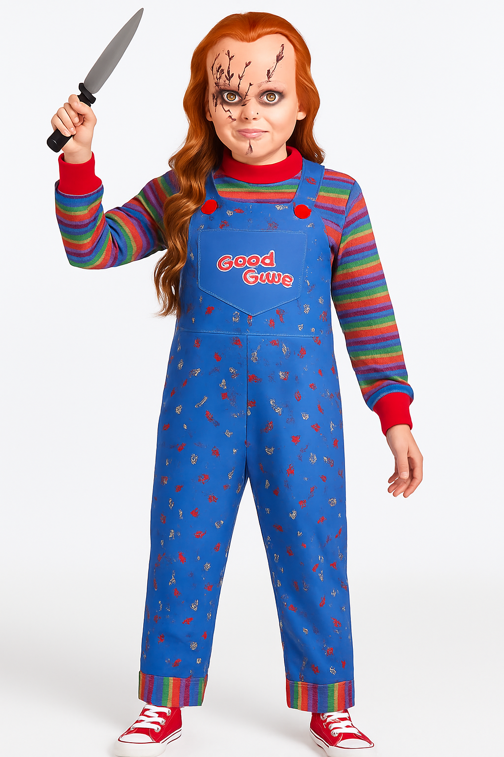 Men's Chucky Costume with Mask - Horror Doll Halloween Outfit