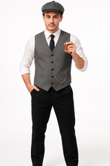 Men's Grey Decades Suit with Vest/Tie/Hat, Halloween Costume, Assorted Sizes