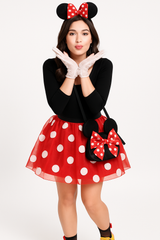 Adult Minnie Mouse Sheer Gloves with Polka Dot Bow ‚Äì Perfect Halloween Accessory
