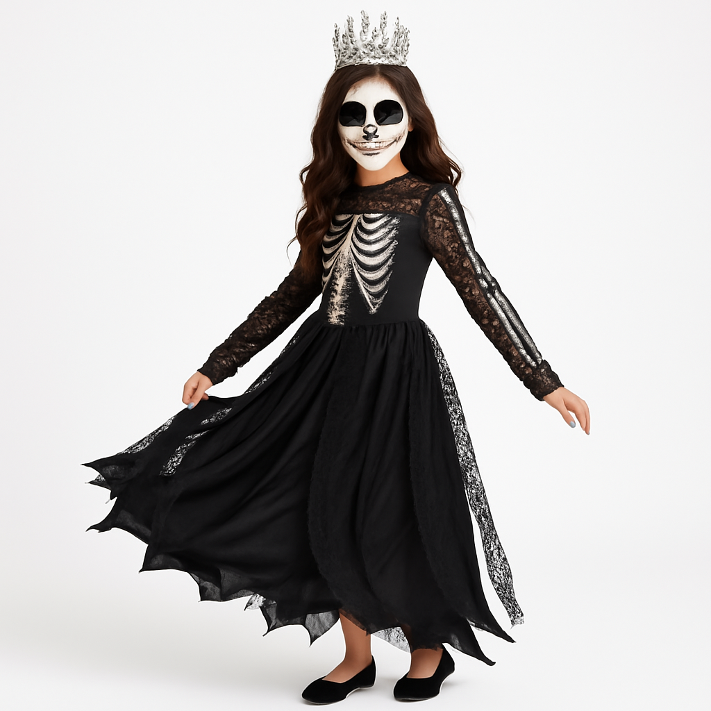 Gothic Skeleton Princess Halloween Costume for Girls