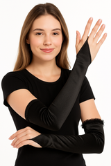 Black Satin Arm Warmers Costume Accessory for Adults - Halloween