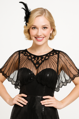 Elegant Art Deco Sheer Capelet - Roaring 20s Costume Accessory