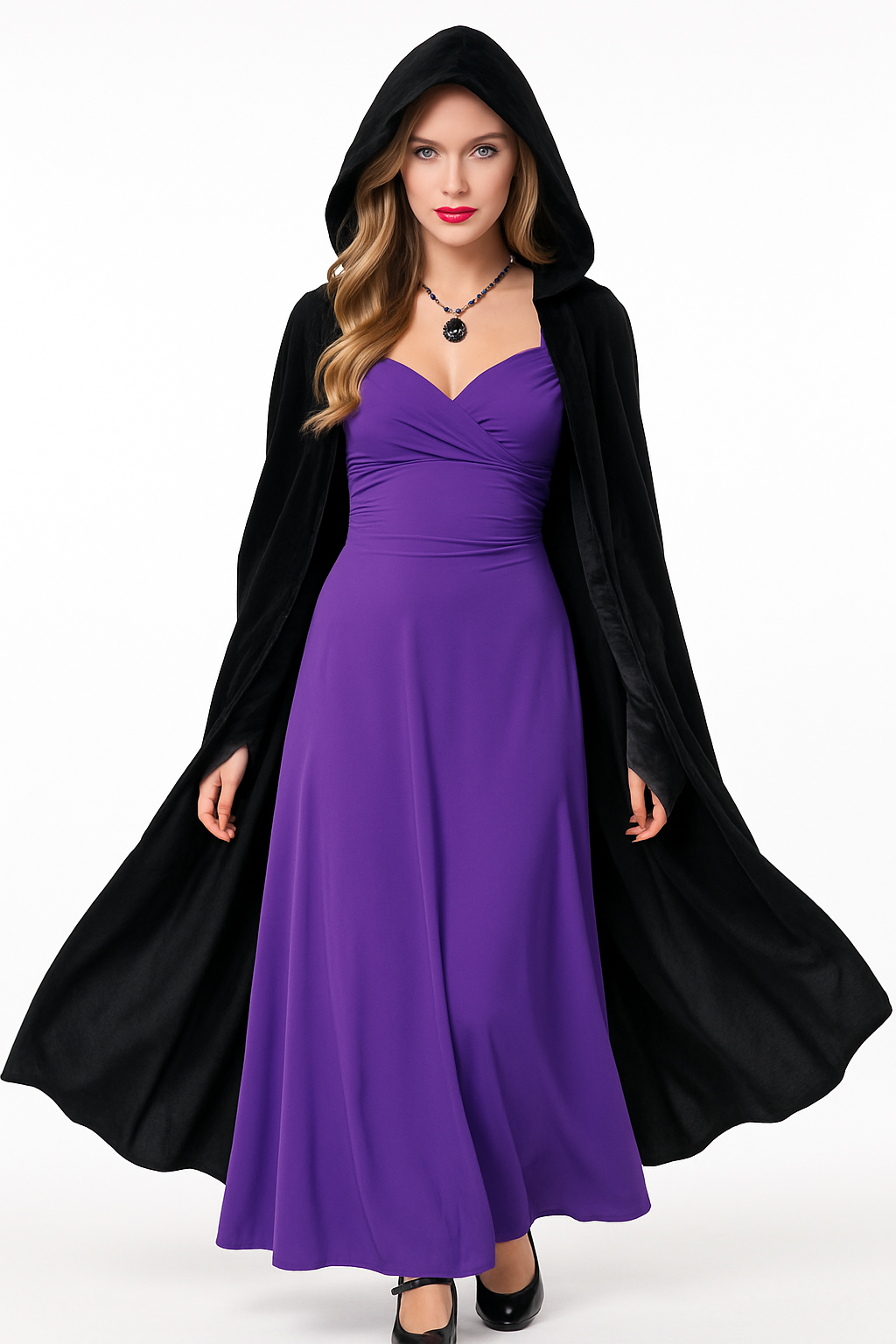 Adult Gothic Black Hooded Cape - Halloween Costume Accessory