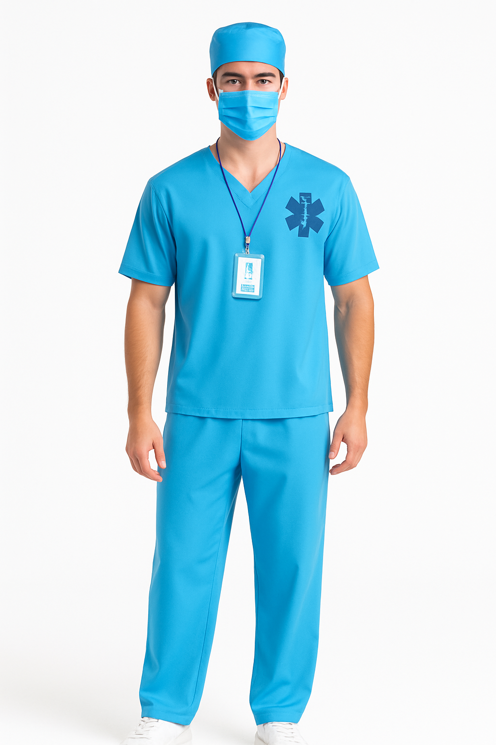 Adult Doctor Halloween Costume - Blue Scrubs Set