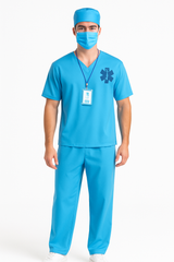 Adult Doctor Halloween Costume - Blue Scrubs Set