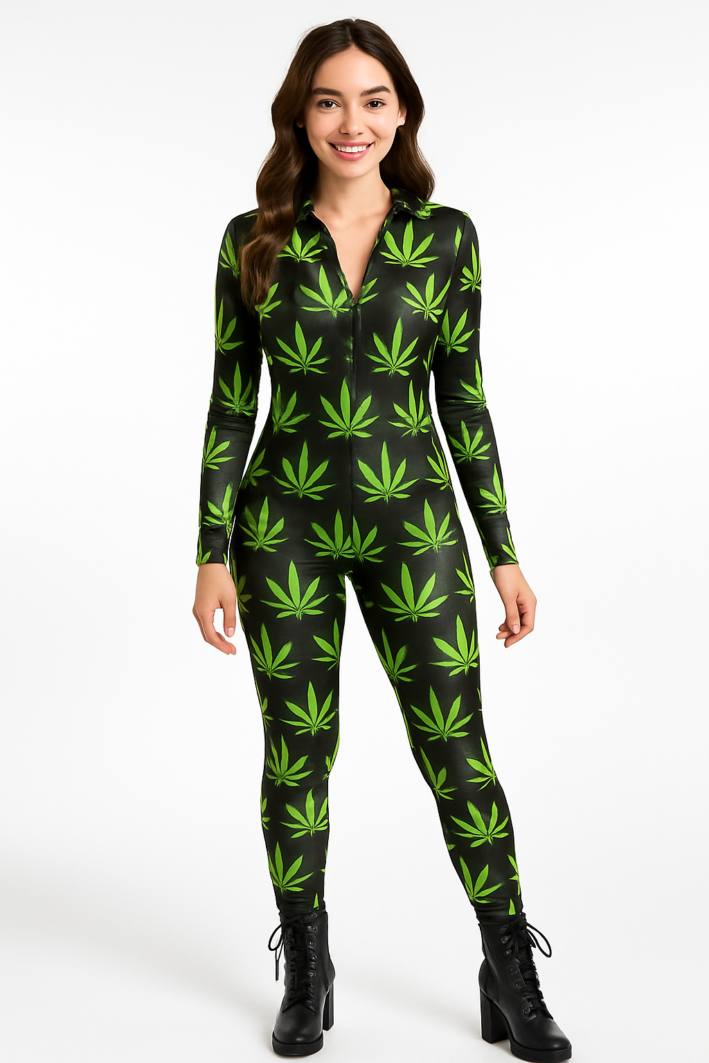 Cannabis Queen Catsuit Costume - Size L/XL