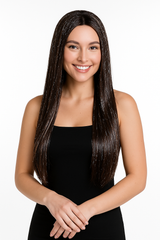 Long Tinsel Wig ‚Äì Brown & Silver Sparkle Halloween Accessory