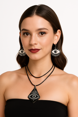 Mystical Eye Necklace & Earrings Set - Halloween Costume Accessories