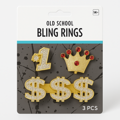 Bling Rings Costume Set - Silver, 3-Pack