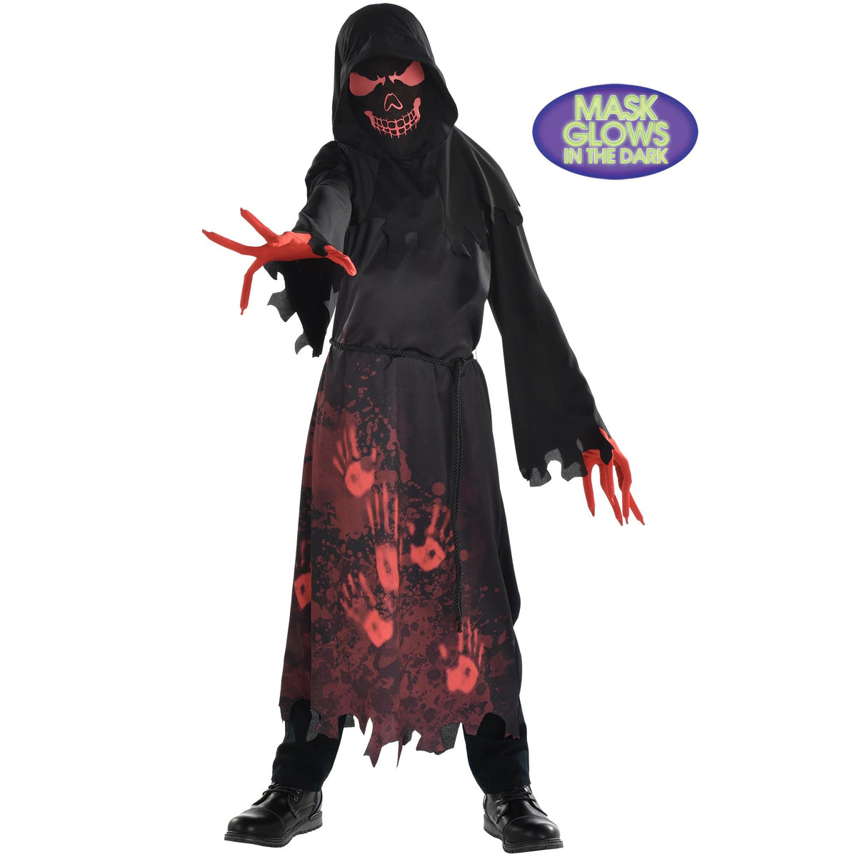 Kids' Hooded Horror Skeleton Halloween Costume - Child S (4-6)