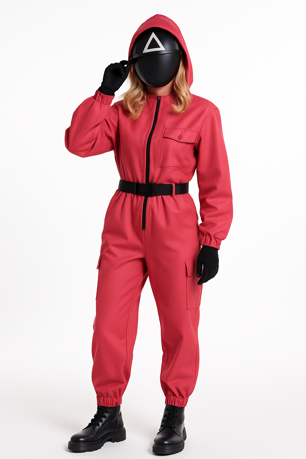 Adult Squid Game Pink Guard Costume with Mask - L/XL