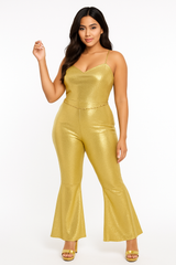 Glamorous Gold Metallic Jumpsuit - Plus Size