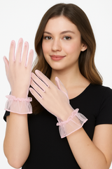 Pink Mesh Halloween Gloves - Adult Costume Accessory