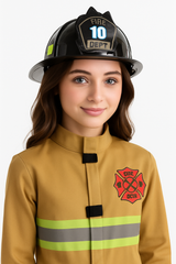 Kids' Black Plastic Firefighter Helmet with Face Shield