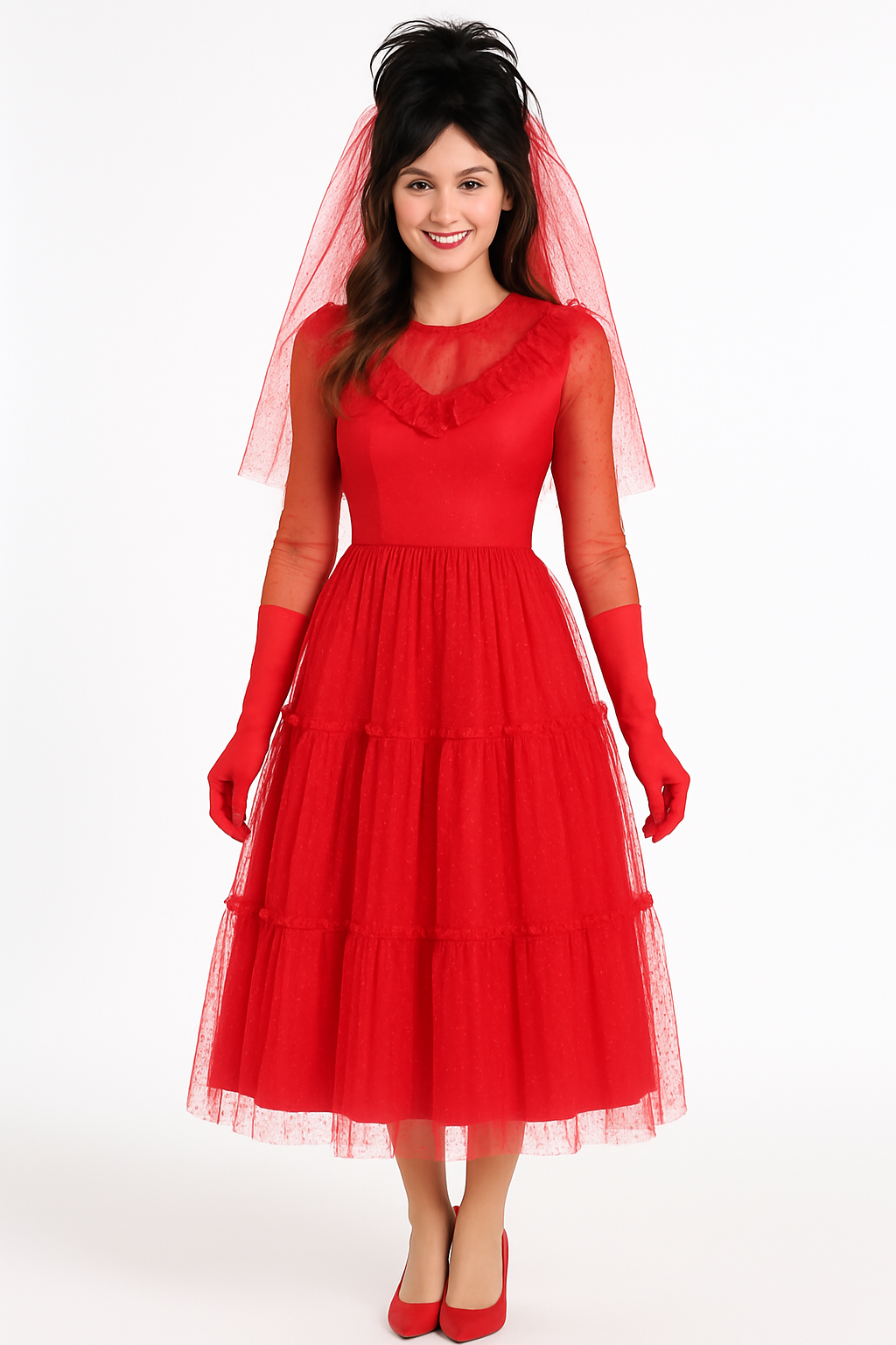 Women's Lydia Red Dress Beetlejuice Halloween Costume