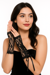 Gothic Lace-Up Glovelettes - Halloween Costume Accessory