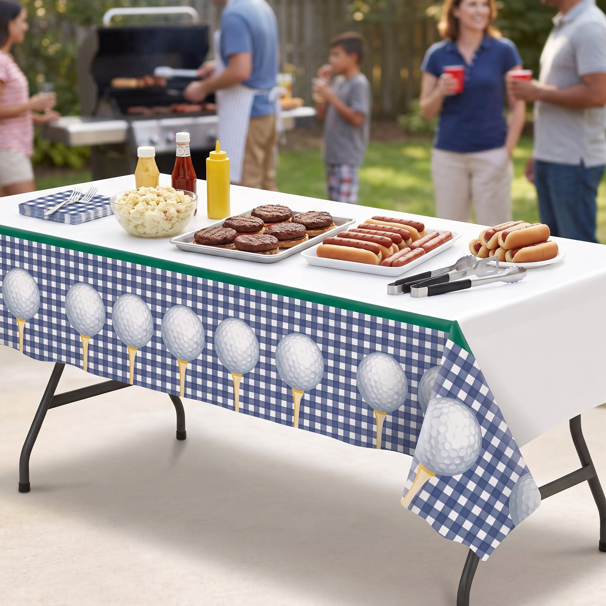 Golf Themed Plastic Table Cover, 54" x 108"