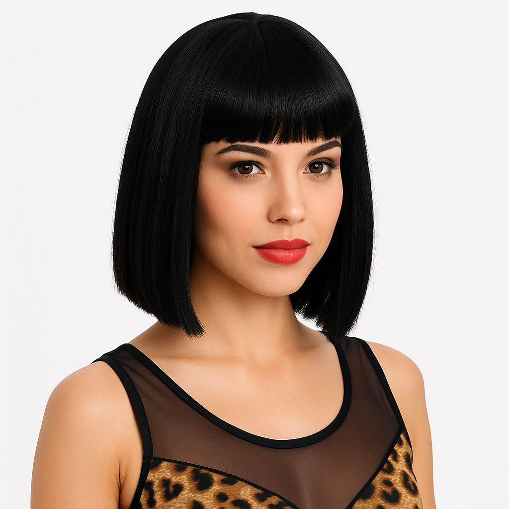 Sleek Blunt Bob Hair Wig - Black, One Size