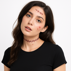 Fake Stitches Temporary Tattoos - 14-Pack Halloween Special FX