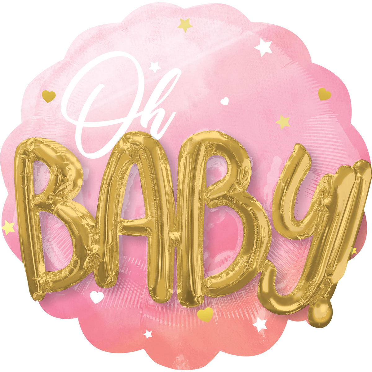 Oh Baby Pink & Gold Foil Super Shape Balloon