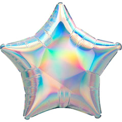 Iridescent Silver Star Foil Balloon - 18 Inch