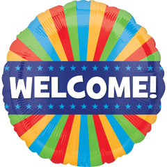 "Welcome" Rainbow Foil Balloon - 18" Metallic Mylar