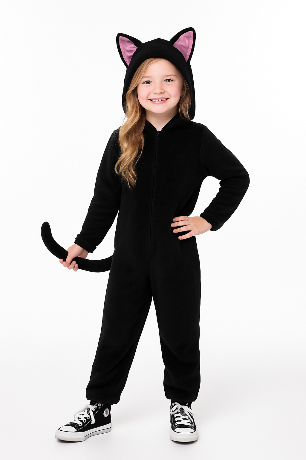 Adorable Girls' Black Cat Zipster Halloween Costume