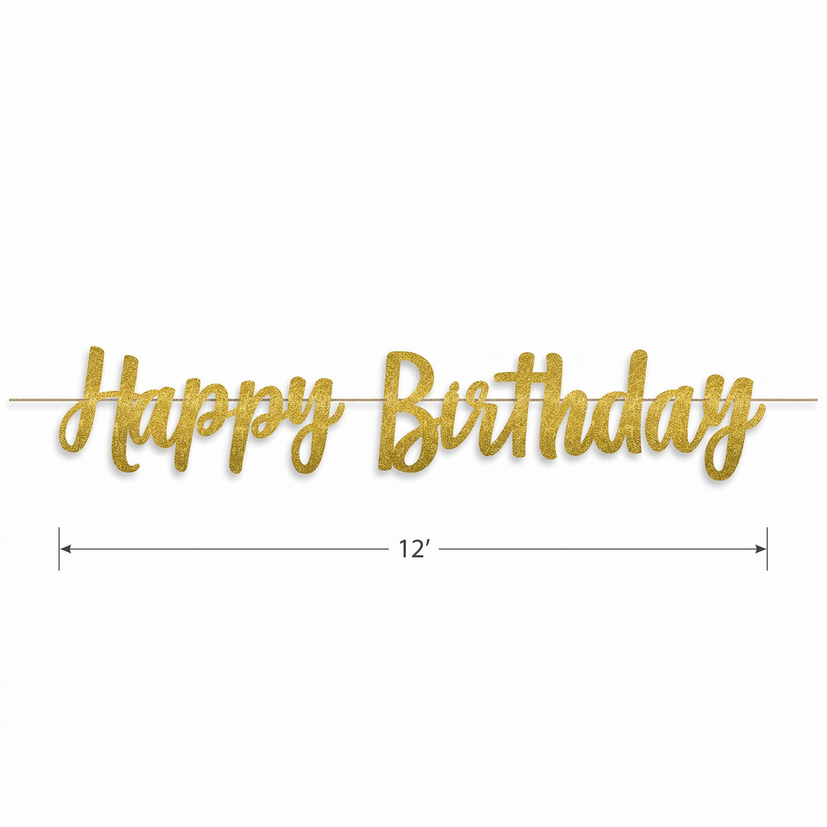 Golden Glitter Happy Birthday Banner