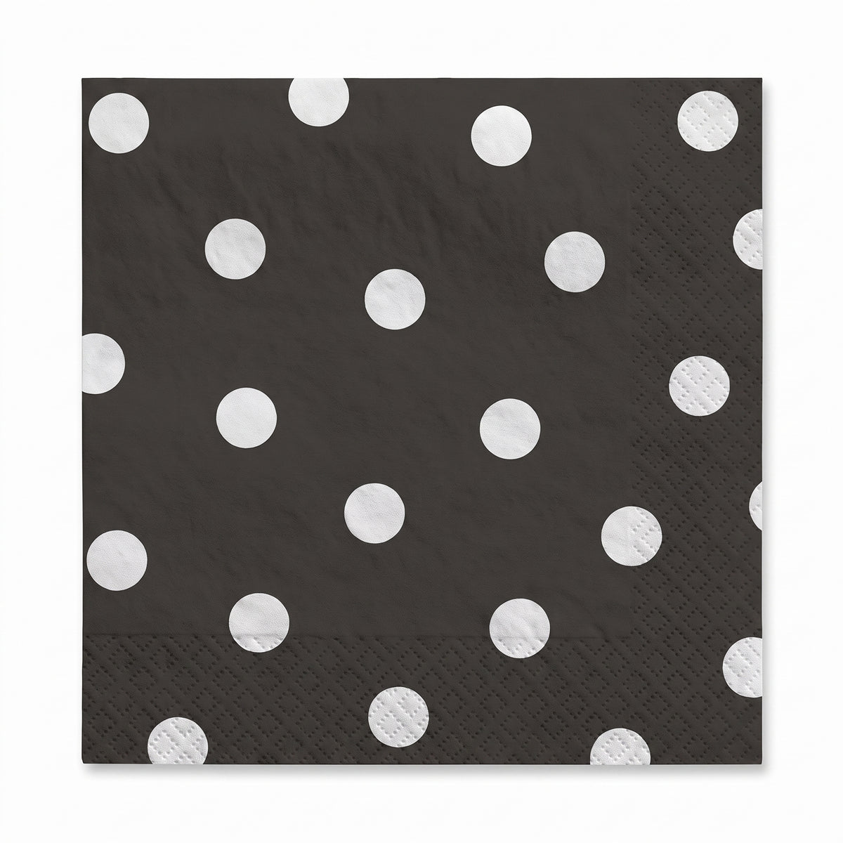 Jet Black Polka Dot Luncheon Napkins - 6.5 In. X 6.5 In. | 16 Count