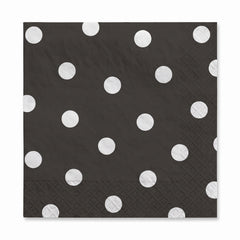 Jet Black Polka Dot Luncheon Napkins - 6.5 In. X 6.5 In. | 16 Count