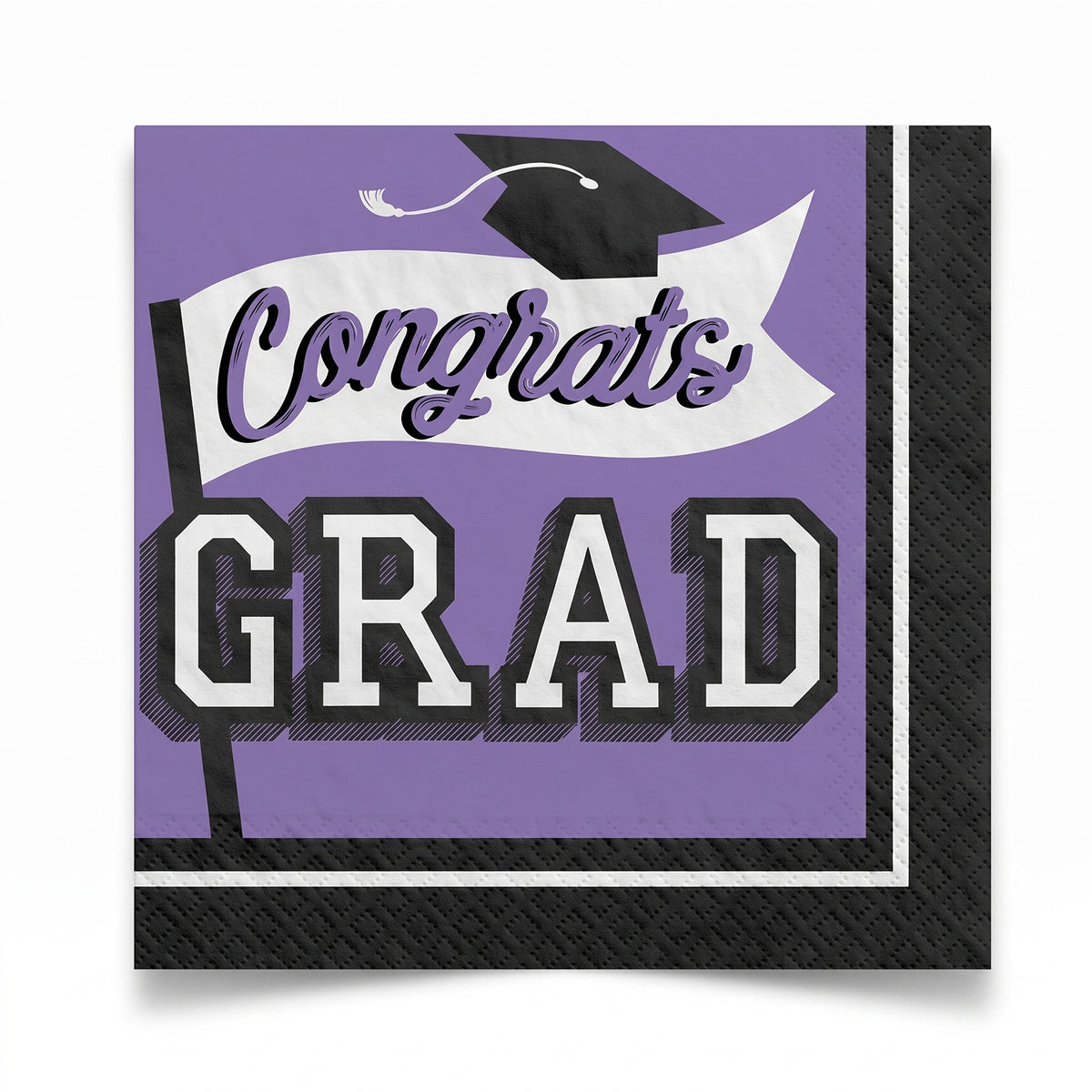 Purple "Congrats Grad!" Graduation Lunch Napkins - 6.5", 40 Pack