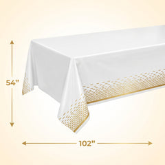 Elegant Gold Motif Plastic Table Cover - 54" x 102"