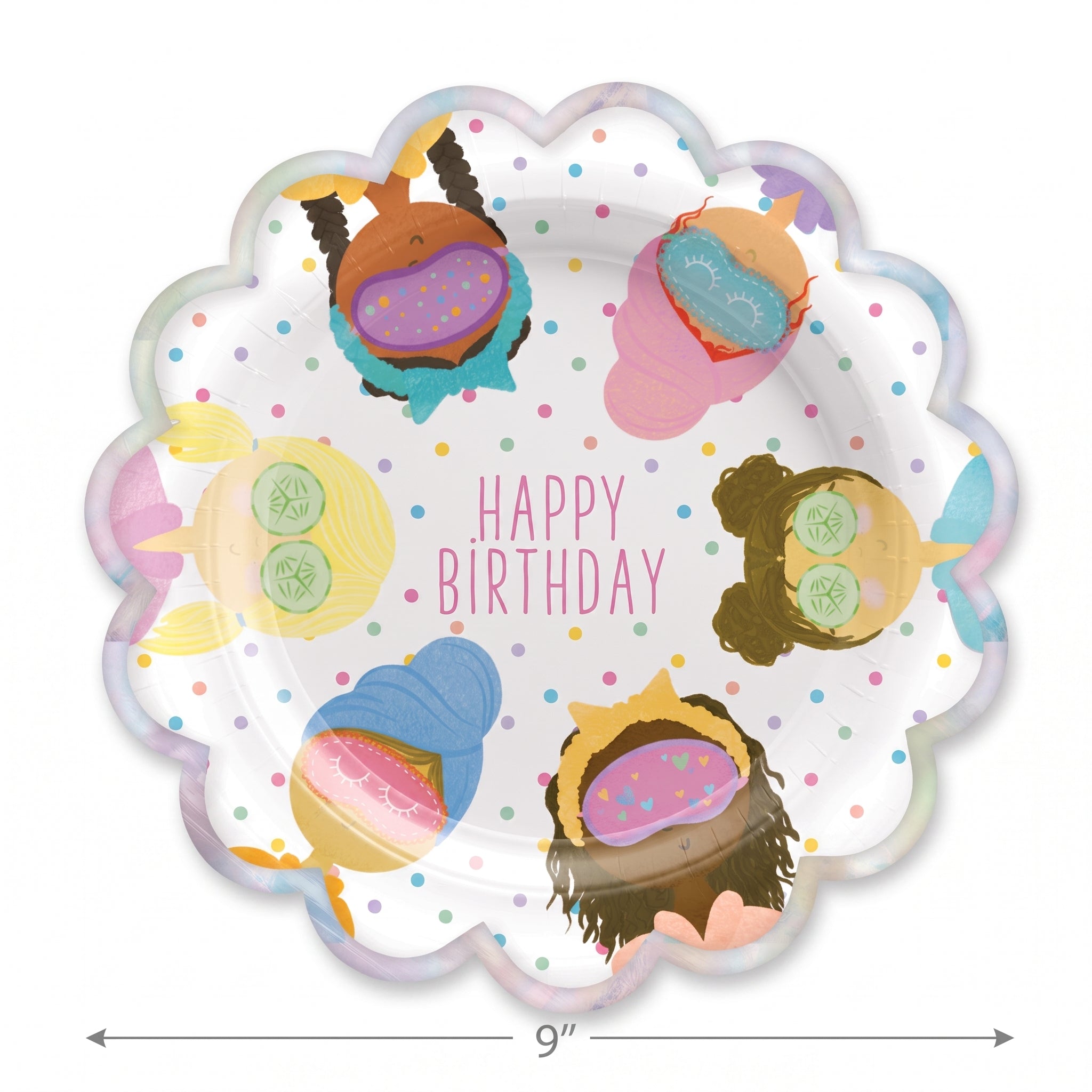 Spa Party 9" Round Iridescent Plates - 8 Pack