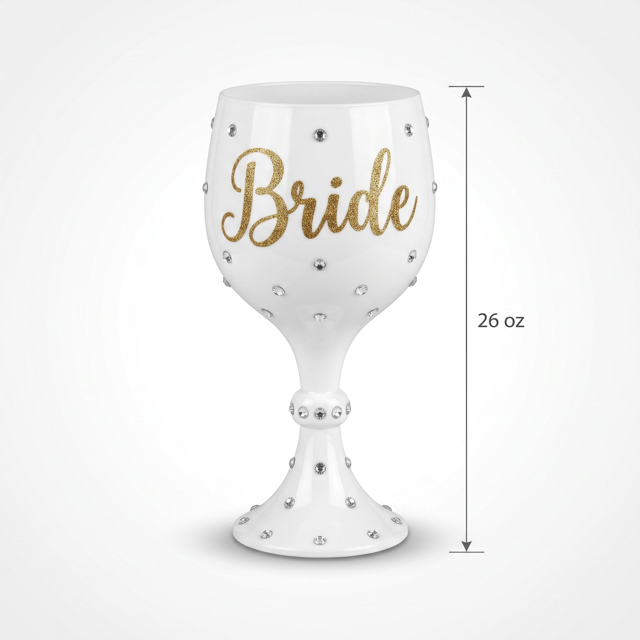 "Bride" Gemstone-Accented Goblet Cup, White, 26 oz