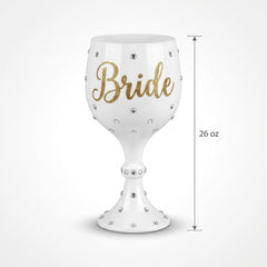 "Bride" Gemstone-Accented Goblet Cup, White, 26 oz