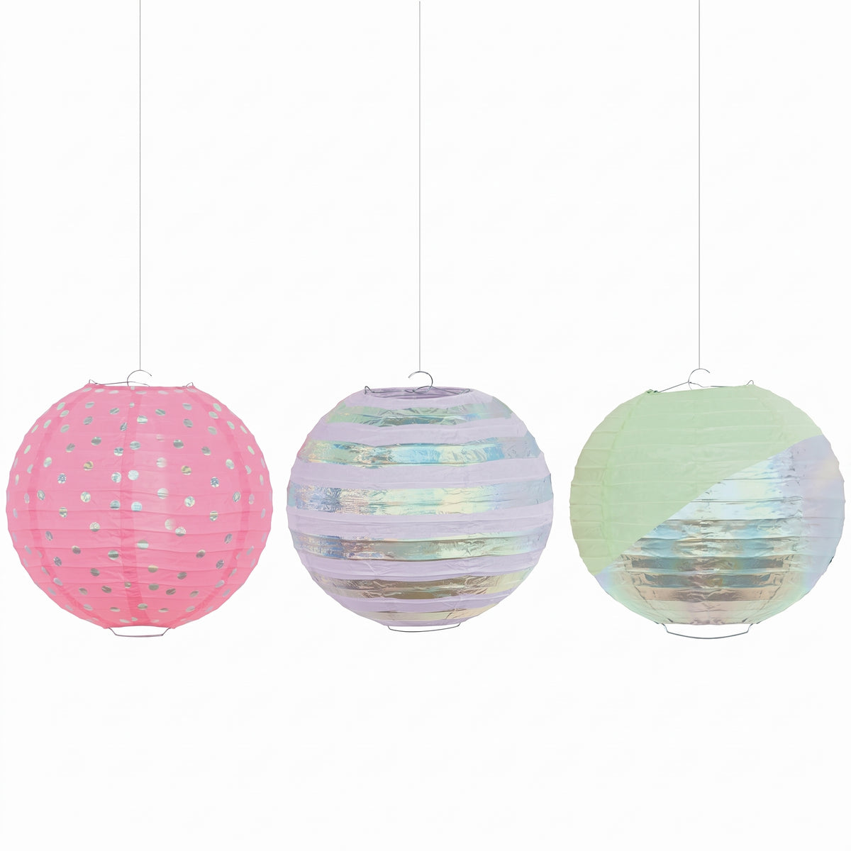 Opalescent Paper Lanterns - 3 Pack Hanging Decorations