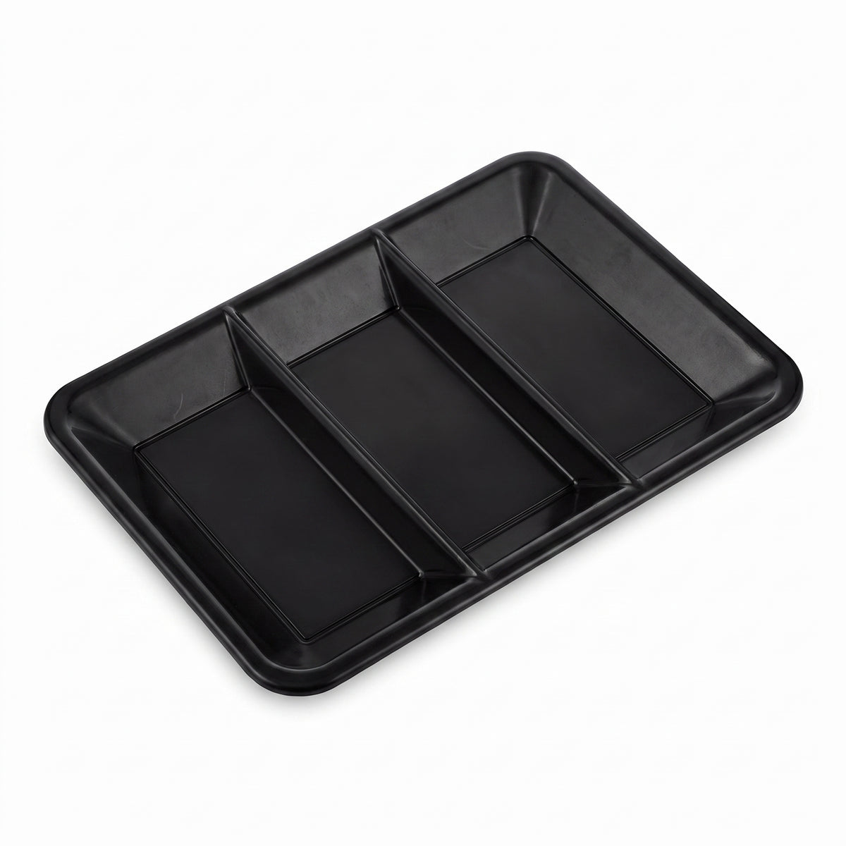 Black Plastic Compartment Serving Tray - 14.25" x 9.5"