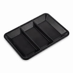 Black Plastic Compartment Serving Tray - 14.25" x 9.5"