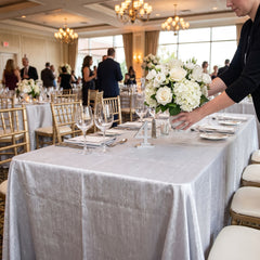 Elegant Silver Fabric Table Cover - 60" x 104"