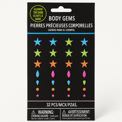 Glow-in-the-Dark Body Gems - 32-Piece Set for Kids' Parties