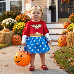Infant DC Wonder Woman Diana Prince Red/Blue Dress Halloween Costume, Assorted Sizes