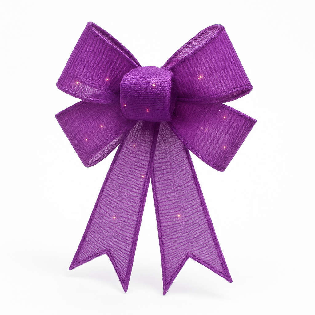 Elegant 21" Purple Fabric Bow for Masquerade Decor